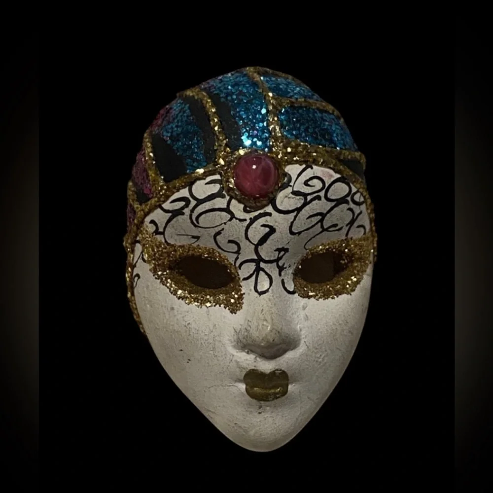 Pink Star Sapphire Glass Ceramic Masquerade Mask Brooch #7062 💋 SALE